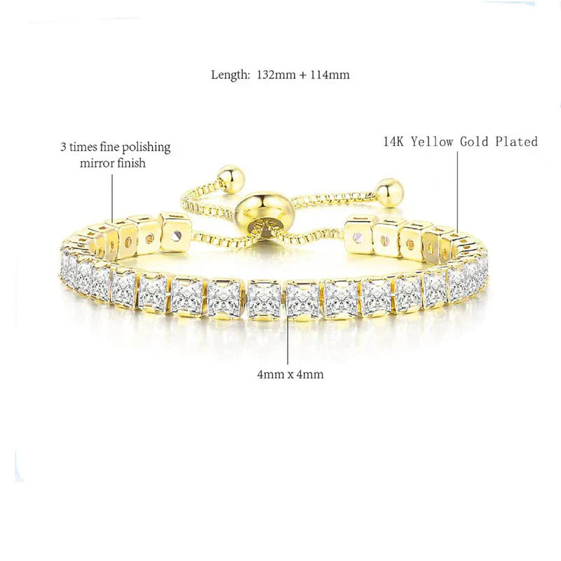 Square Cut Cubic Zirconia White Matrix Tennis Bracelet