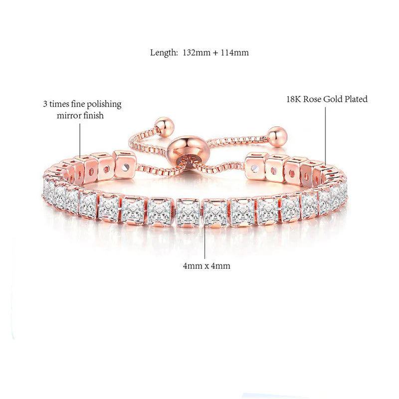Square Cut Cubic Zirconia White Matrix Tennis Bracelet