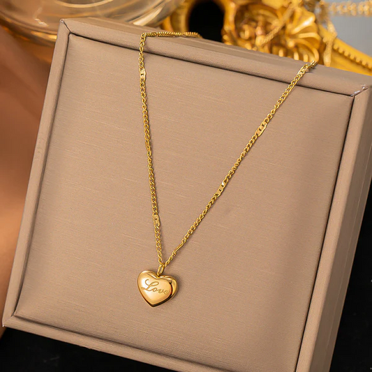 Gold Plated Stainless Steel Anti Tarnish Heart Themed Pendant