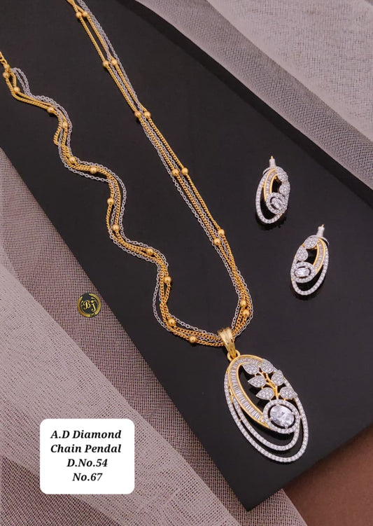Premium Quality Imitation Jewellery AD Pendant Set ADPS051