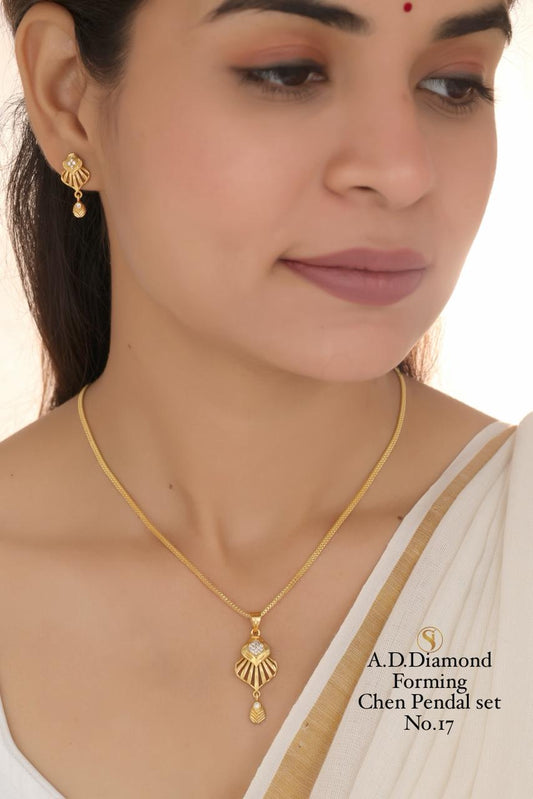 Premium Quality Imitation Jewellery AD Chain Pendant Set Style005