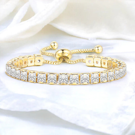 Square Cut Cubic Zirconia White Matrix Tennis Bracelet