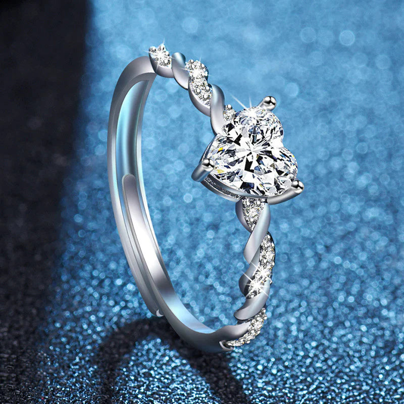 American Diamond Studded Heart Shape Contemporary Korean Finger Ring