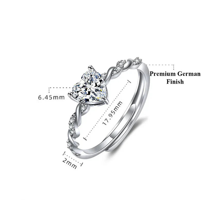 American Diamond Studded Heart Shape Contemporary Korean Finger Ring