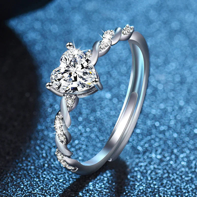 American Diamond Studded Heart Shape Contemporary Korean Finger Ring