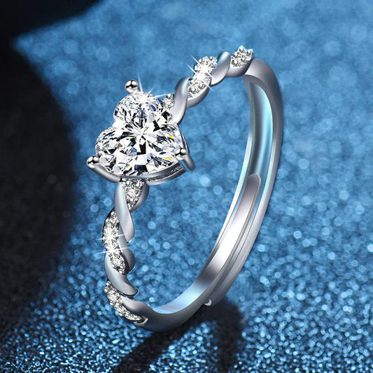 American Diamond Studded Heart Shape Contemporary Korean Finger Ring