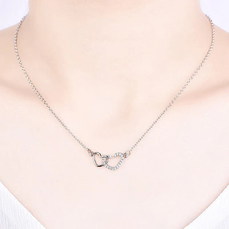 American Diamond Studded Dual Heart Contemporary Korean Pendant
