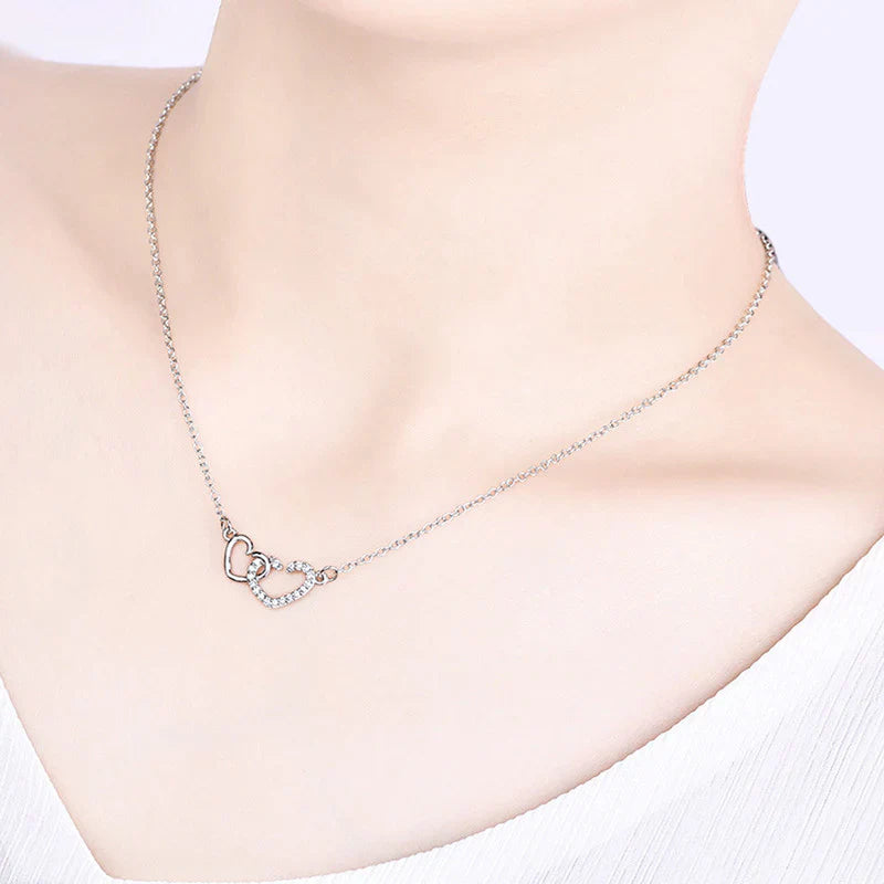 American Diamond Studded Dual Heart Contemporary Korean Pendant