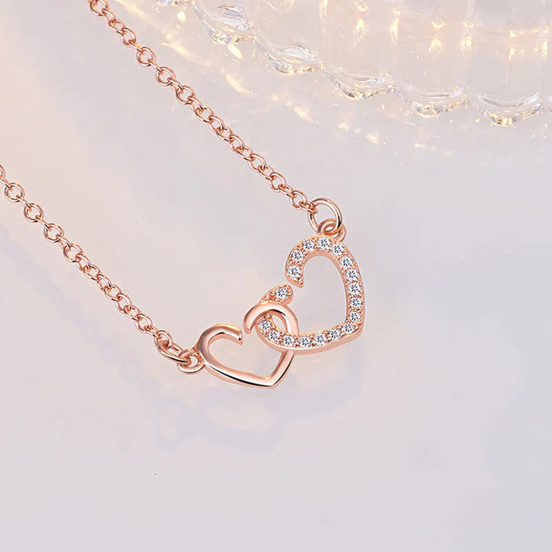 American Diamond Studded Dual Heart Contemporary Korean Pendant