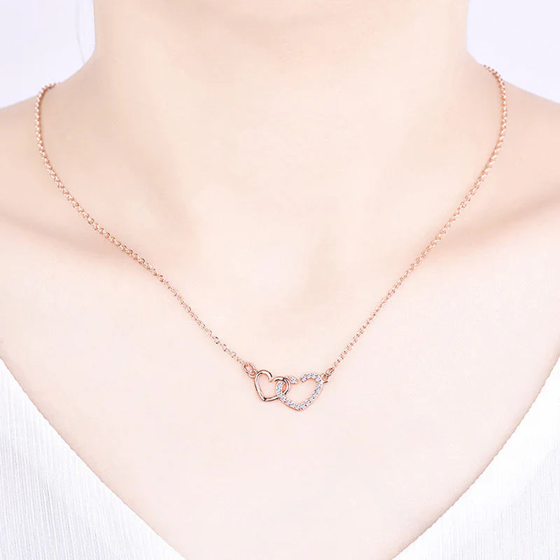 American Diamond Studded Dual Heart Contemporary Korean Pendant
