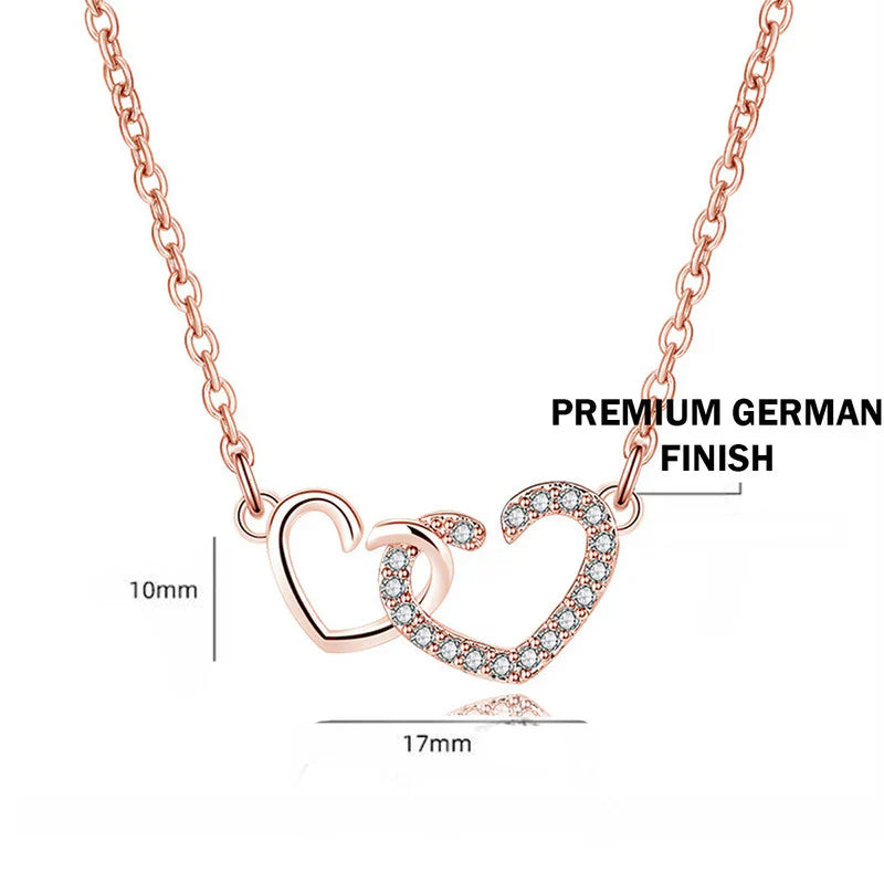 American Diamond Studded Dual Heart Contemporary Korean Pendant