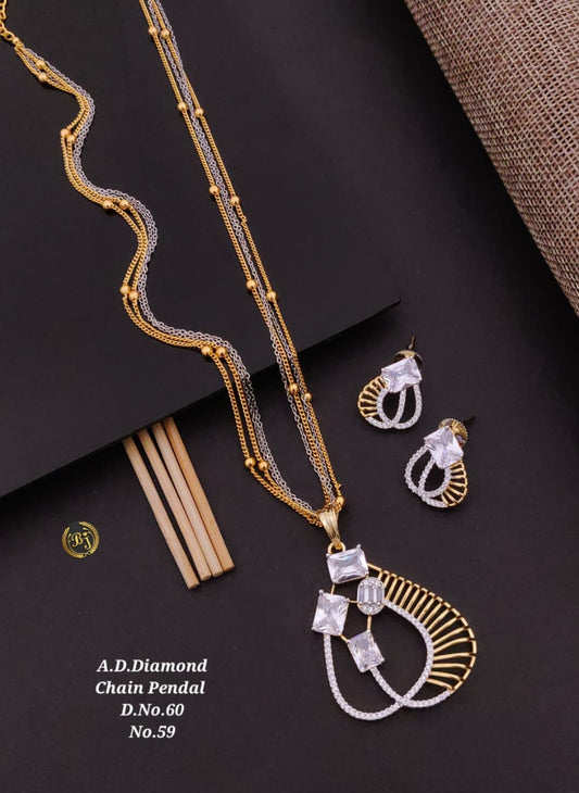 Premium Quality Imitation Jewellery AD Pendant Set ADPS053