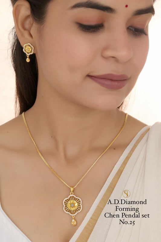 Premium Quality Imitation Jewellery AD Chain Pendant Set Style007