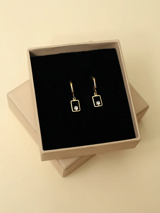 Gold Plated Rectangle Shape Aleah Earrings