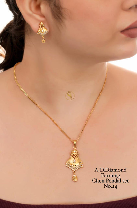 Premium Quality Imitation Jewellery AD Chain Pendant Set Style008
