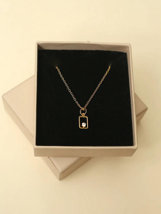Gold Plated Rectangle Theme Winona Necklace