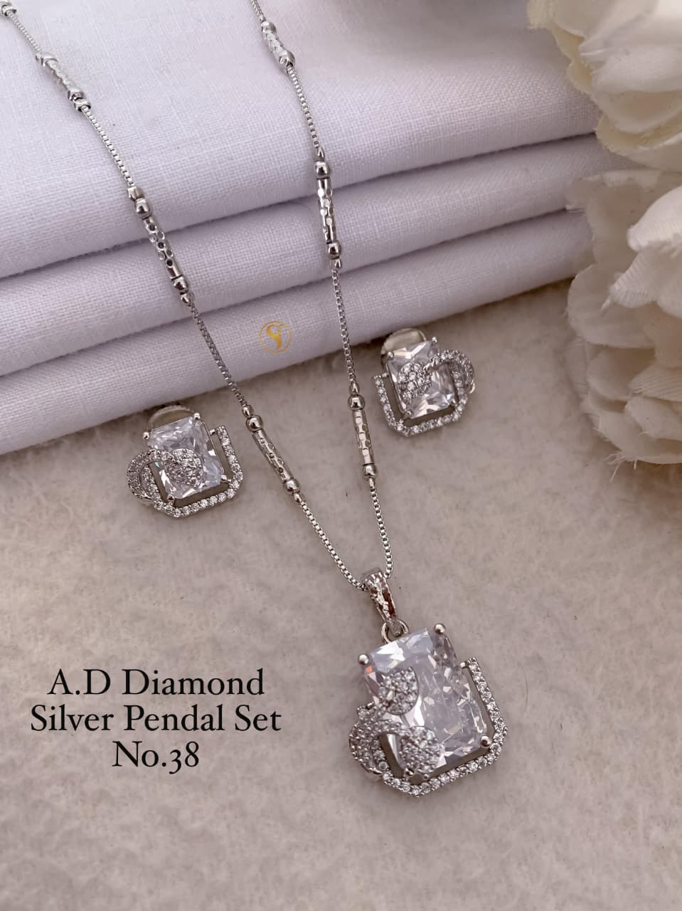 Premium Quality Imitation Jewellery AD Pendant Set ADPS033