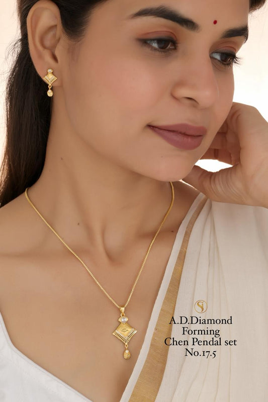 Premium Quality Imitation Jewellery AD Chain Pendant Set Style009