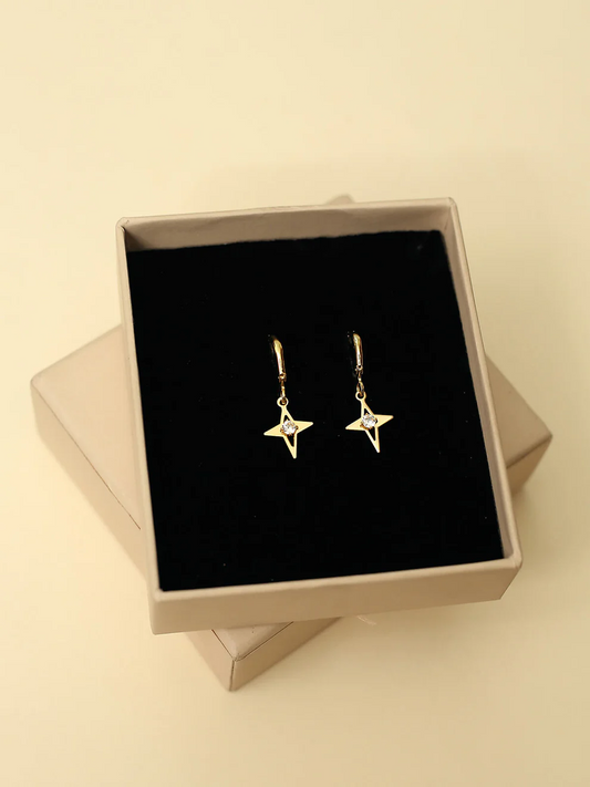Gold Plated Star Theme Birdie Earrings