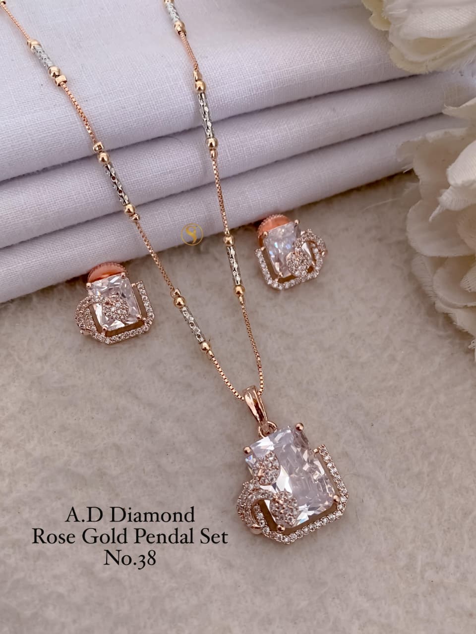 Premium Quality Imitation Jewellery AD Pendant Set ADPS033